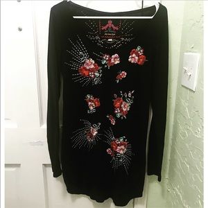 Johnny Was Linen Embroidered Drape Tunic Dress